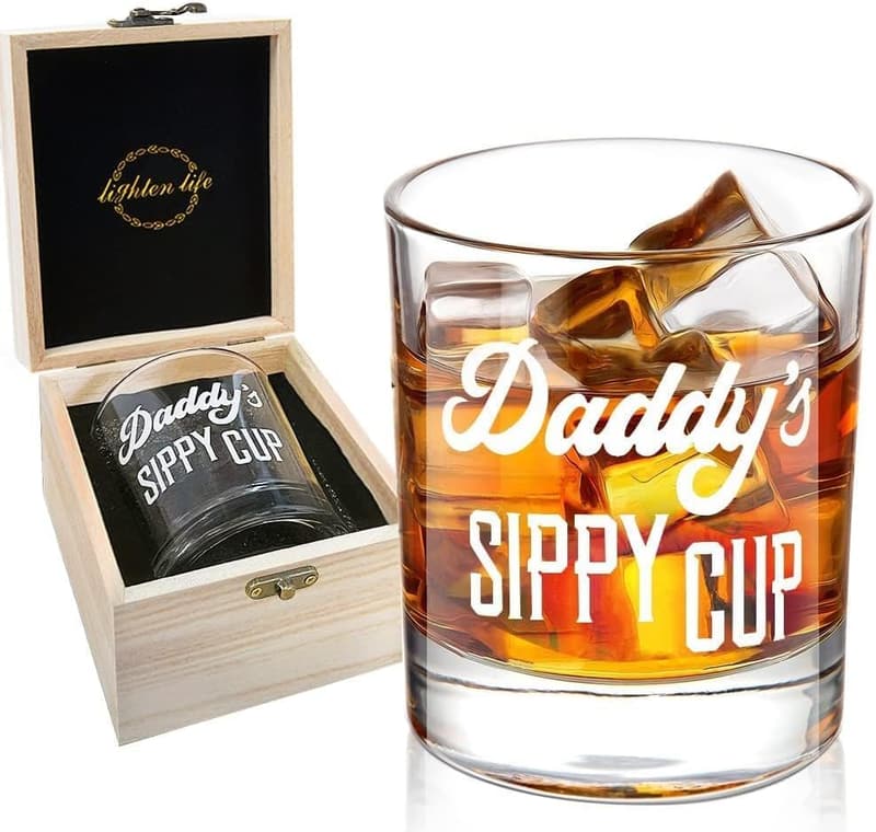 Father's Day Whiskey Glass in Wooden Box – Unique Dad Gift
