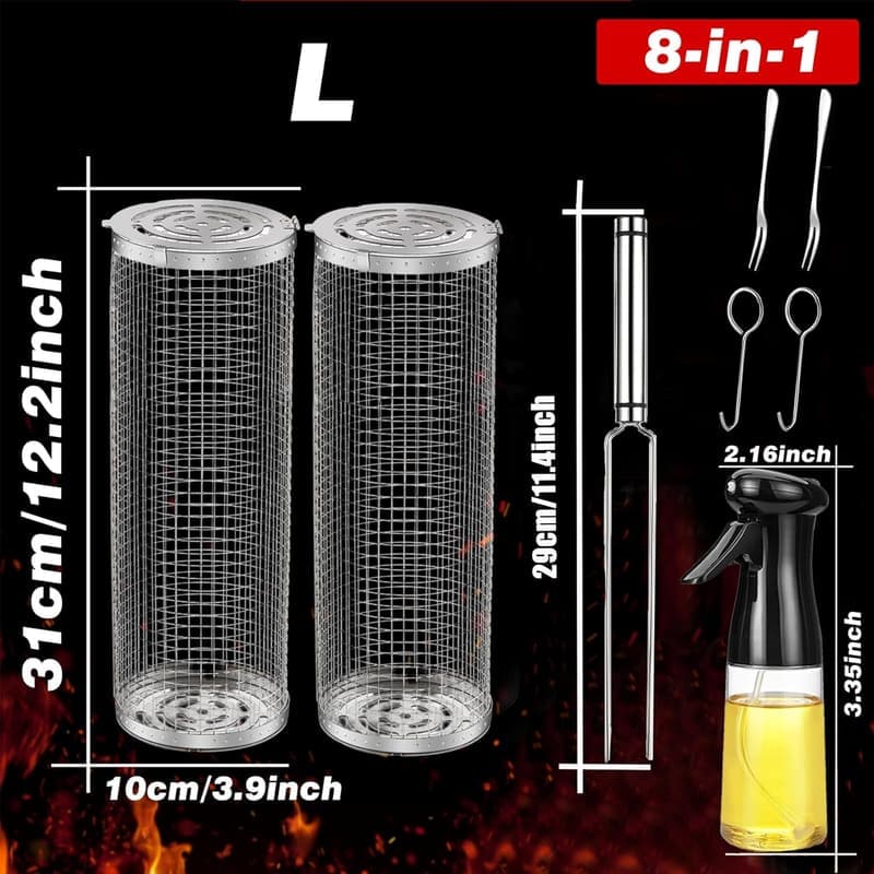 Outdoor BBQ Stainless Steel Grilling Baskets - Ideal Cooking Accessory