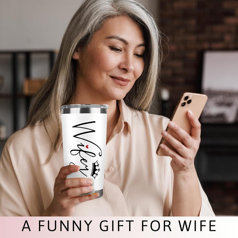 Wedding Anniversary Gift for Wife - 20 Oz White Love Tumbler