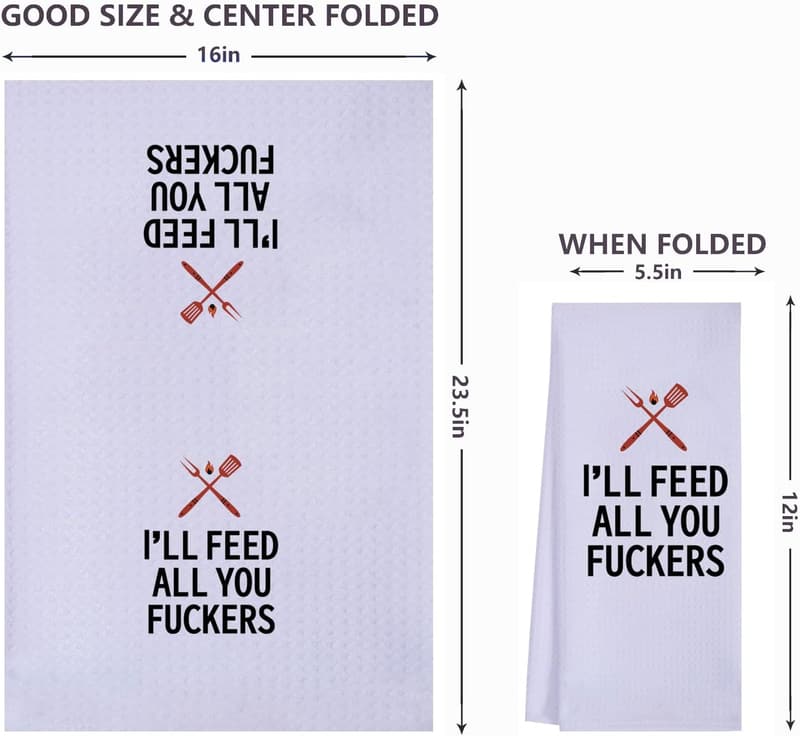 Funny BBQ Dish Towels - Great Birthday Gift for Men