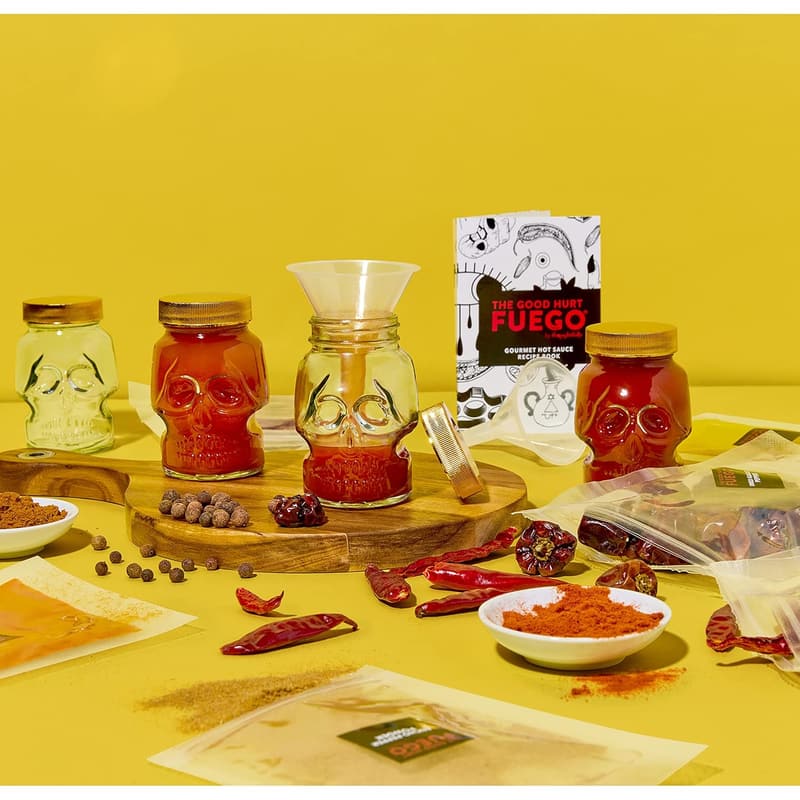 DIY Hot Sauce Set for Father's Day - Includes 4 Glass Jars & Recipe Book