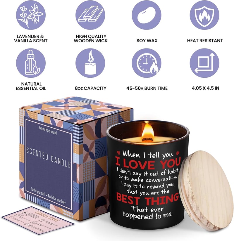Anniversary & Birthday Lavender Vanilla Scented Candle for Couples