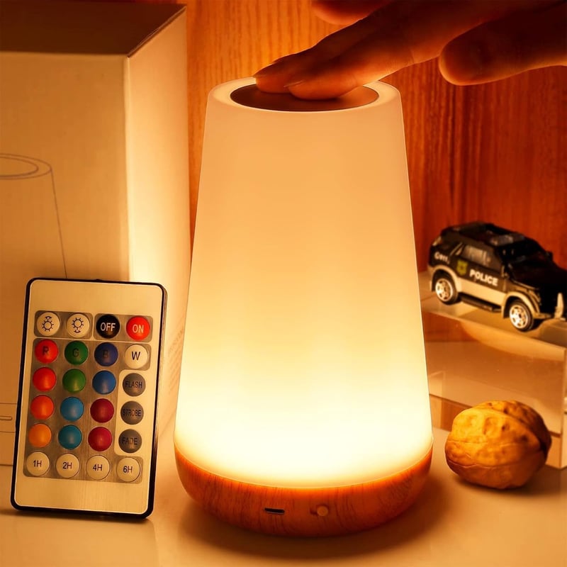 Dimmable Touch Table Lamp with 13 RGB Colors for Nursery