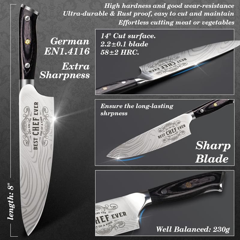 Professional 8-Inch Chef Knife Set for Men & Women