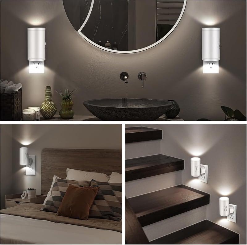 Dimmable LED Night Light - 2-Pack, Auto On/Off, 5000K Daylight