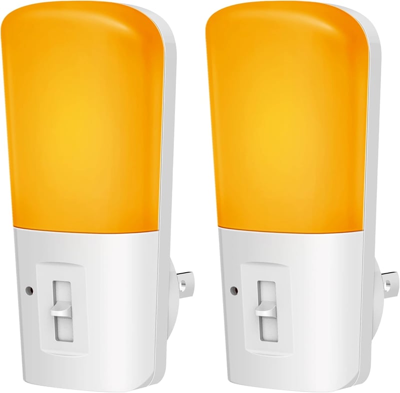 Dimmable Amber Night Light with Dusk to Dawn Sensor, 2-Pack
