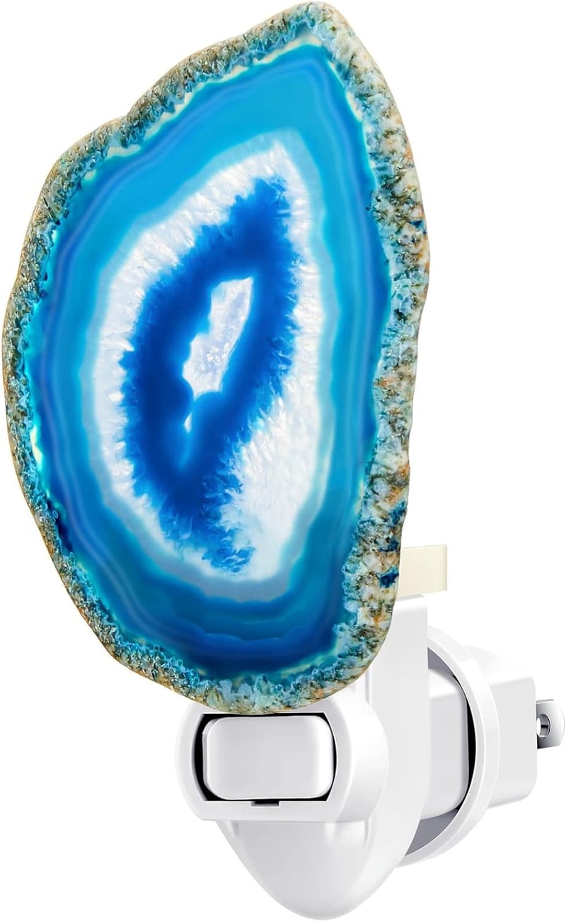 Blue Agate Slice Night Light with Switch for Home Decor