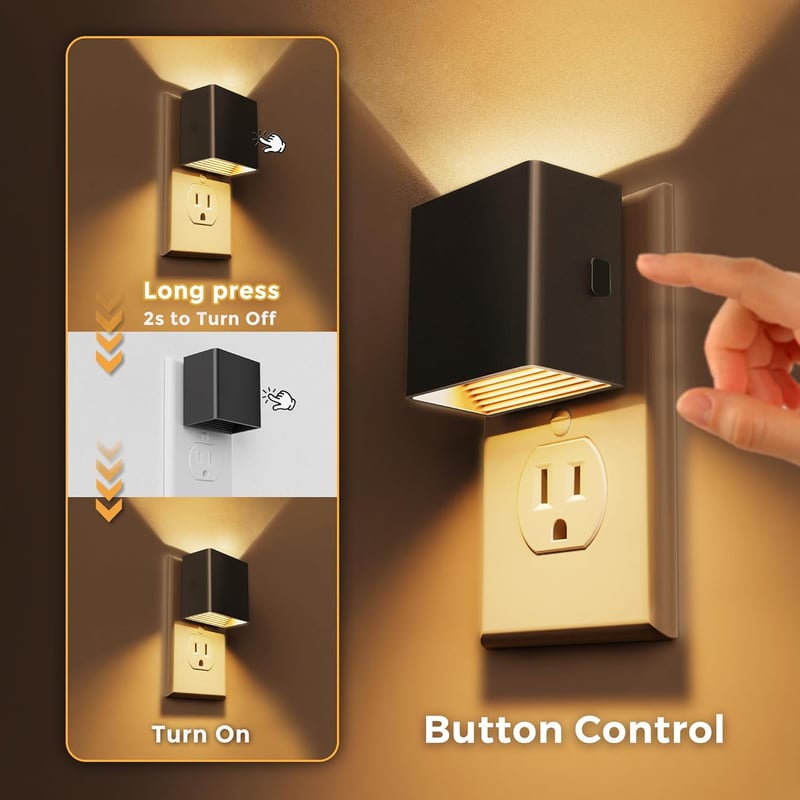 Dimmable LED Night Light with Dusk to Dawn Sensor, 2-Pack