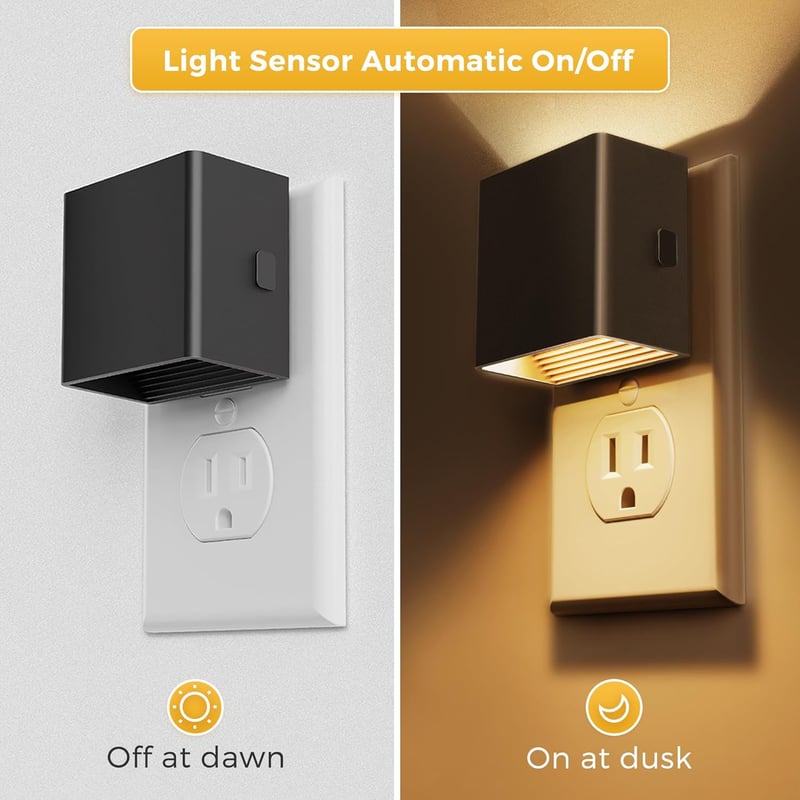 Dimmable LED Night Light with Dusk to Dawn Sensor, 2-Pack