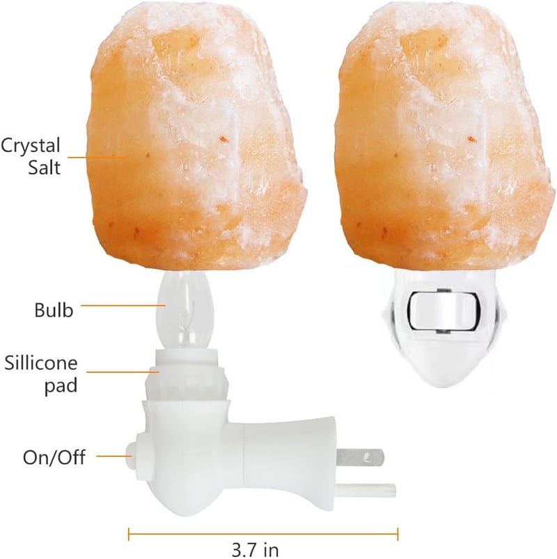 Himalayan Salt Lamp Night Light with 2 Replacement Bulbs