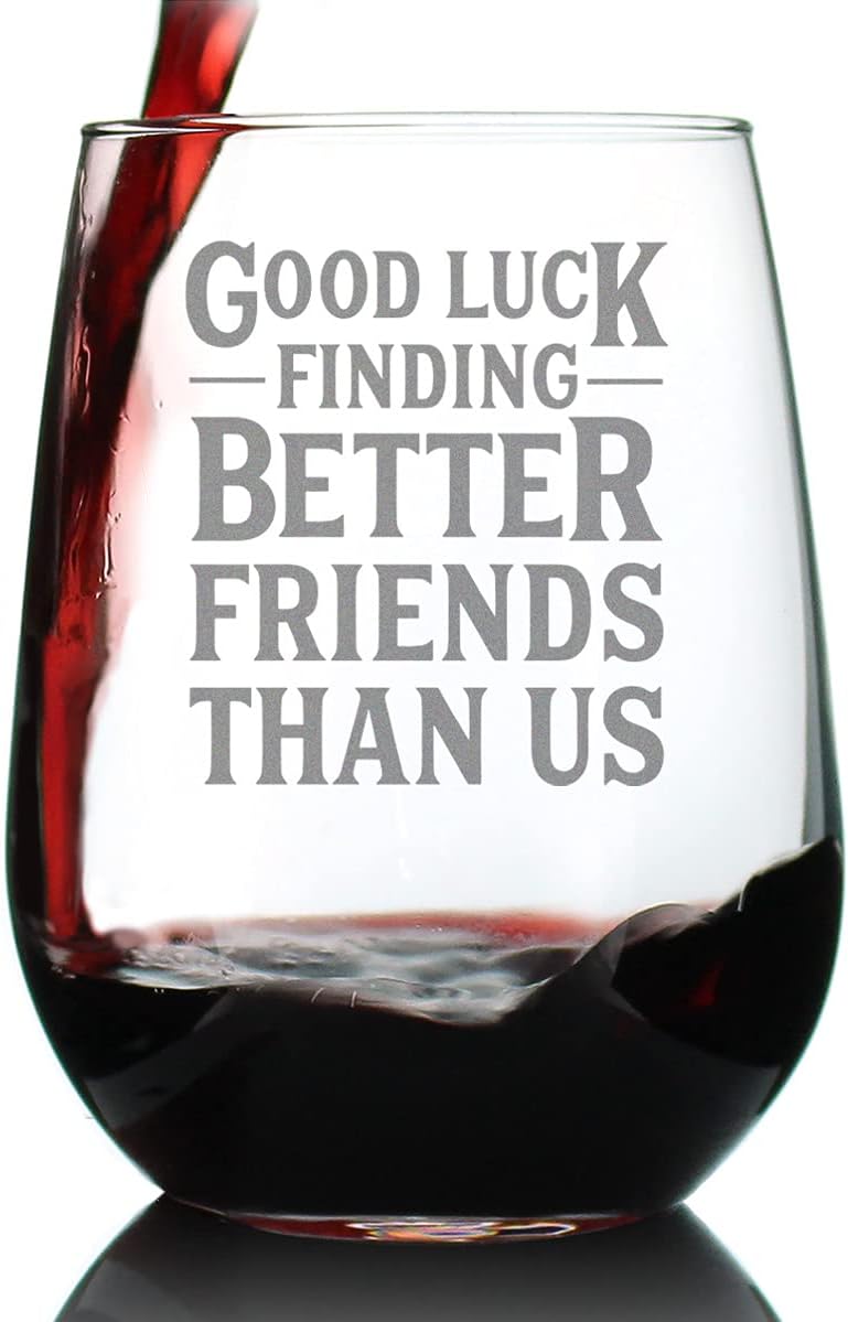 Funny Farewell Gift Stemless Wine Glass for Best Friends