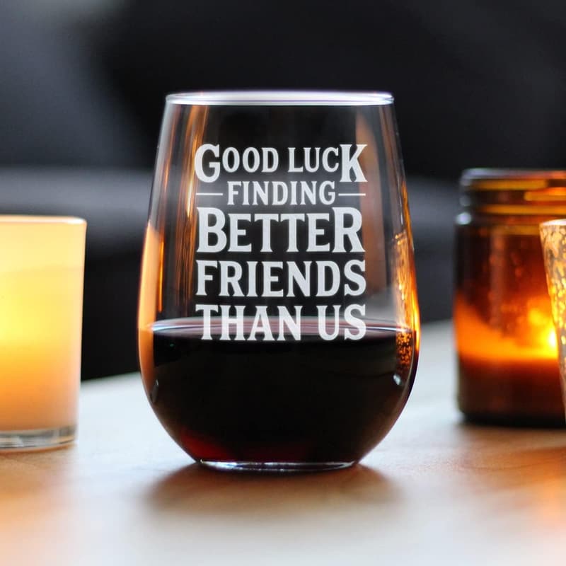 Funny Farewell Gift Stemless Wine Glass for Best Friends