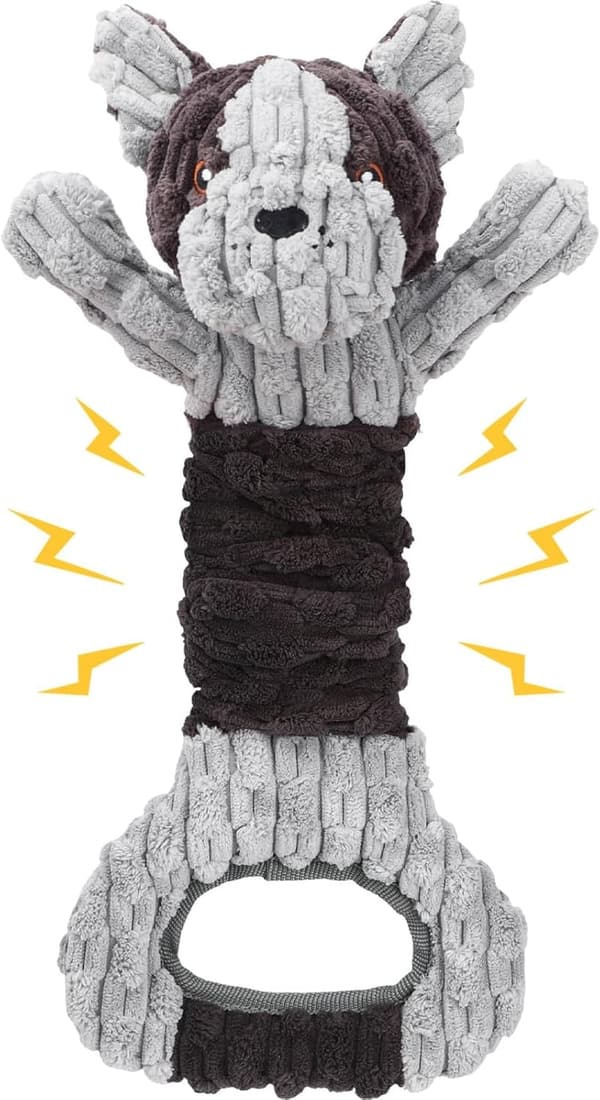 Interactive Plush Tug Dog Toy with Squeaker & Crinkle Paper