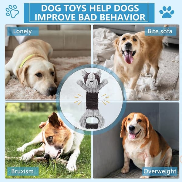 Interactive Plush Tug Dog Toy with Squeaker & Crinkle Paper