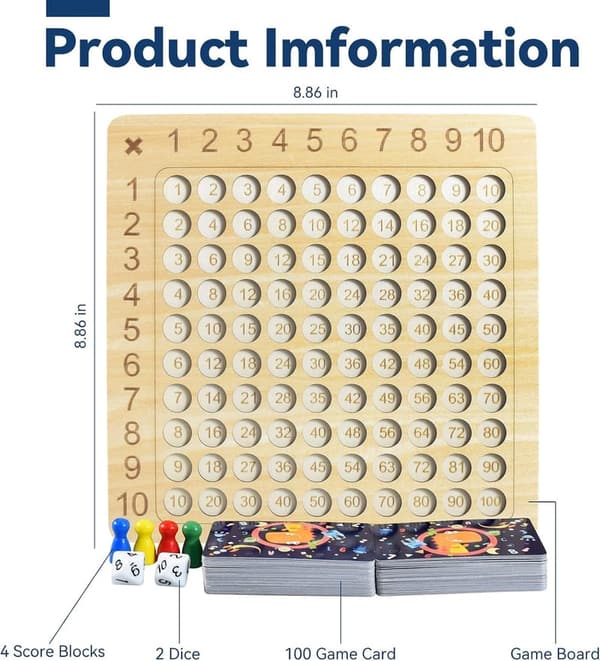 Montessori Math Game Set with Flash Cards for Kids 6-12