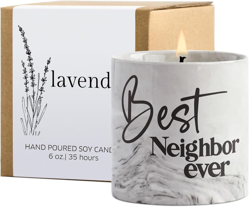New Neighbor Welcome Gift - 6 oz Lavender Scented Candle