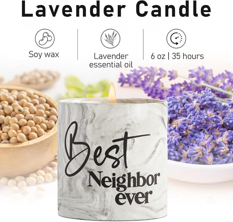 New Neighbor Welcome Gift - 6 oz Lavender Scented Candle