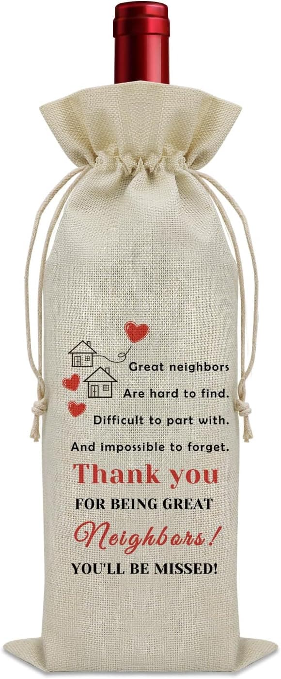 Farewell Wine Bag for Neighbors | Thank You Gift (Beige)