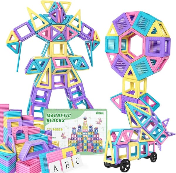 STEM Magnetic Building Tiles for Kids Age 3+, 100 Pcs