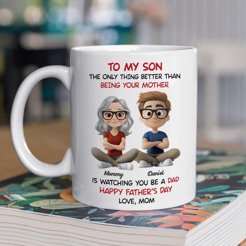 Happy Father's Day Personalized Mug for Son - 11oz Ceramic