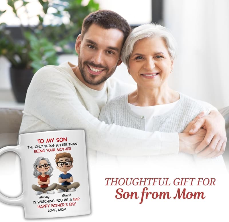 Happy Father's Day Personalized Mug for Son - 11oz Ceramic
