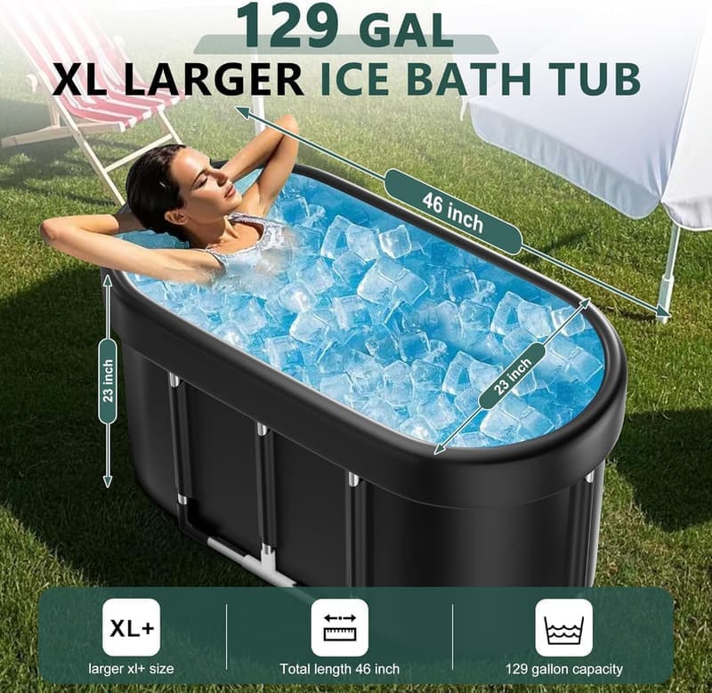 KERDOM XL Portable Ice Bath Tub for Athletes - 129 Gal Cold Plunge