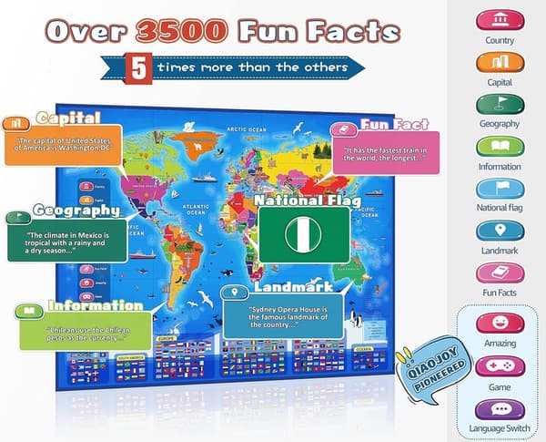 Interactive Bilingual World Map for Kids' Educational Fun