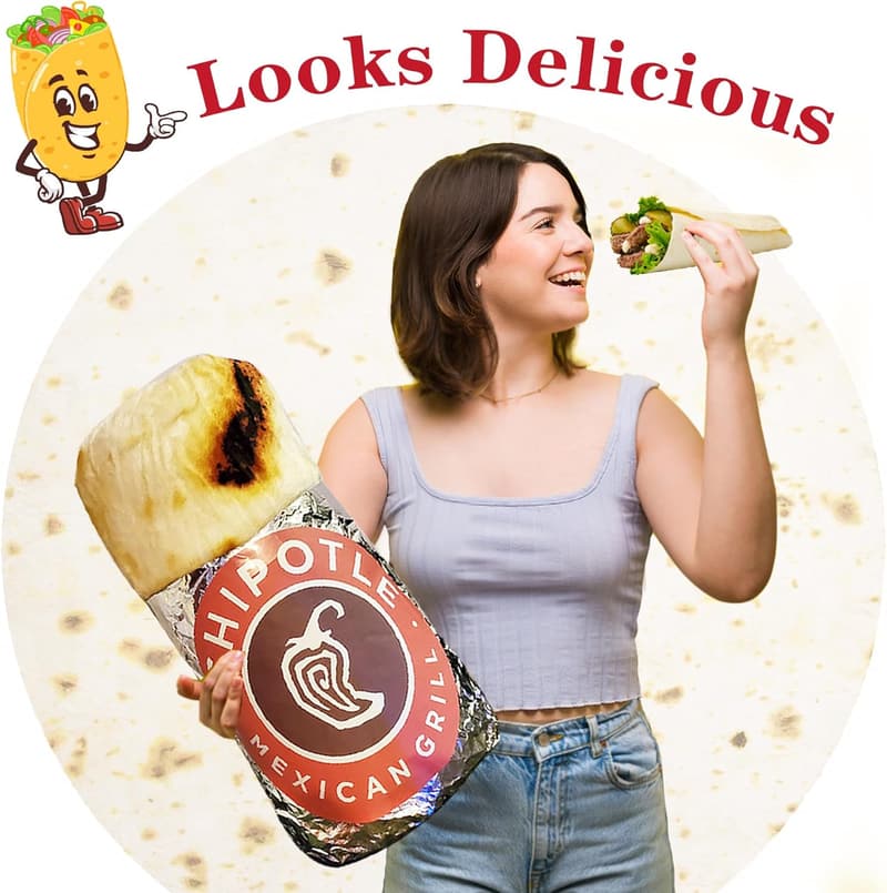 Funny Burrito Blanket - Double-Sided Soft Taco Throw for Adults & Kids