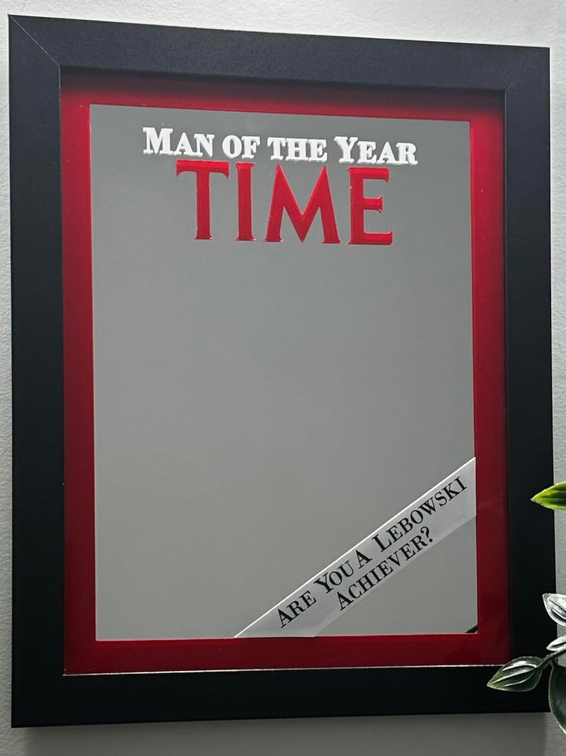 Man of the Year Glass Mirror - Handcrafted The Big Lebowski Replica