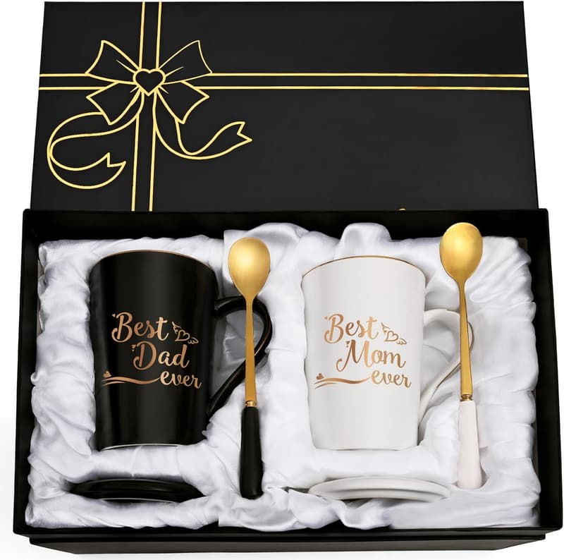 Mom and Dad Coffee Mug Set - 14 oz, Perfect Gift for Parents