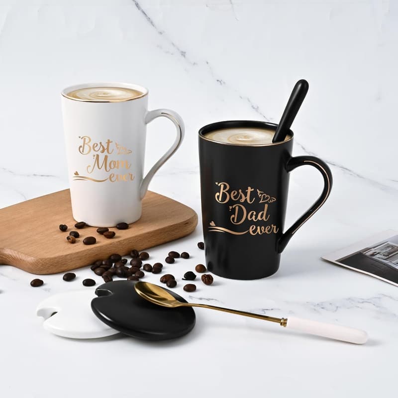 Mom and Dad Coffee Mug Set - 14 oz, Perfect Gift for Parents