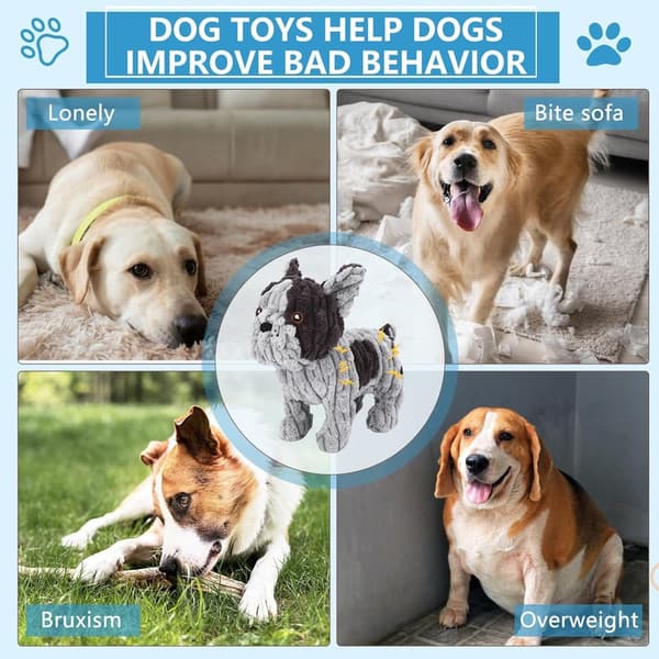 Interactive Plush Dog Toy with Crinkle Paper & Squeaker