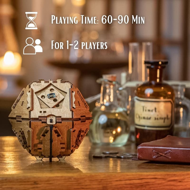 Escape Room 3D Wooden Puzzle Box for Adults - Crystal Blue