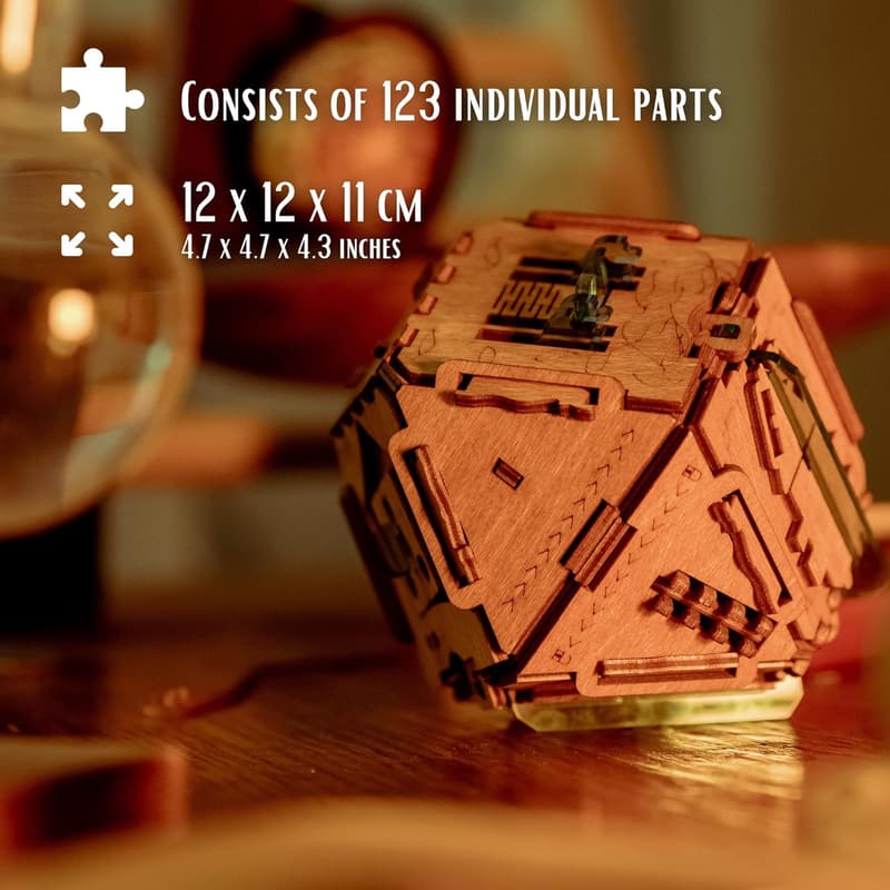 Escape Room 3D Wooden Puzzle Box for Adults - Crystal Blue