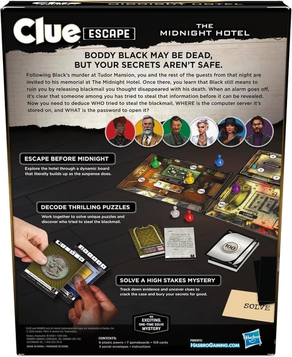 Clue Escape: The Midnight Hotel Board Game for Ages 10+, 1-6 Players