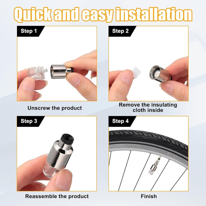 Red 8 PCS LED Waterproof Tire Valve Stem Lights for Motorcycles