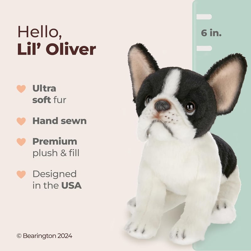Lil' Oliver French Bulldog Stuffed Animal, 6 Inches