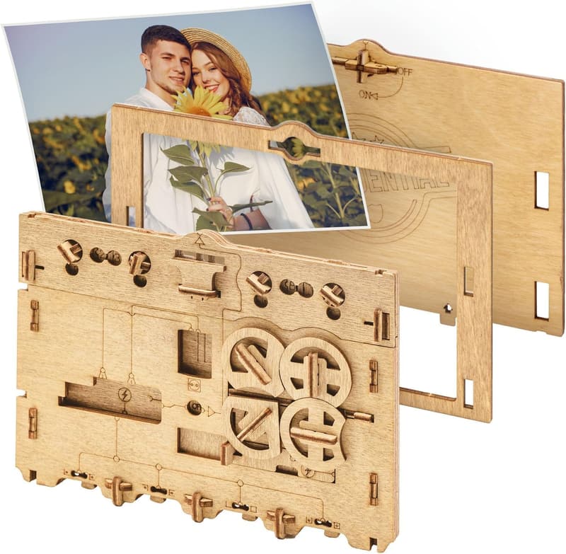 Personalized Puzzle Box with Picture Frame for Couples