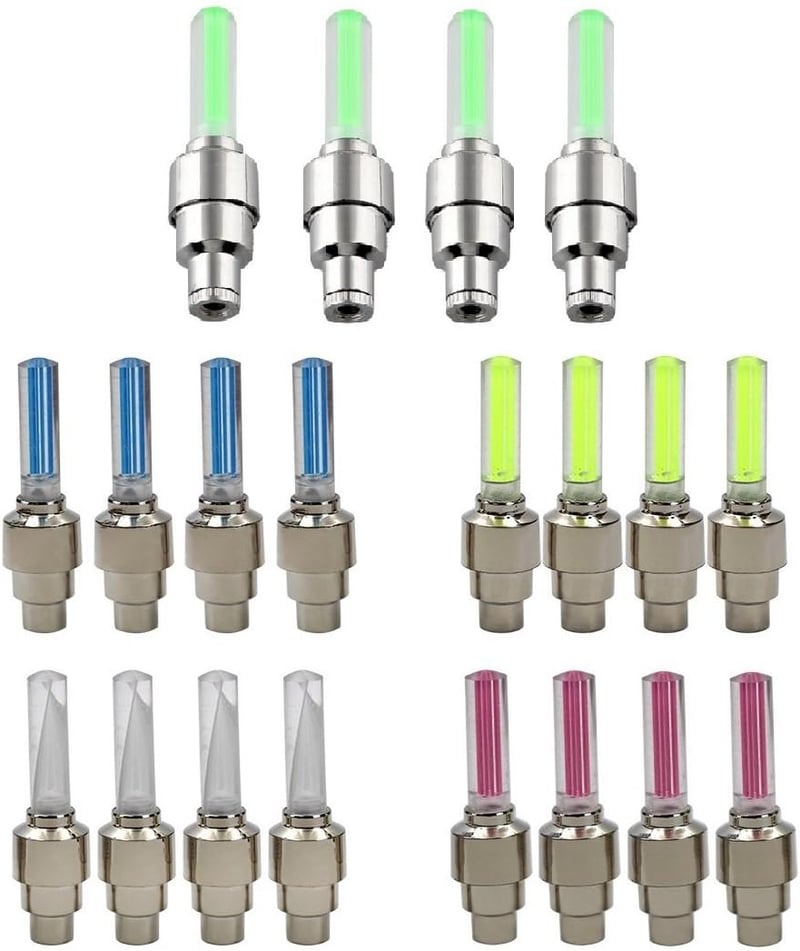 LED Tire Valve Cap Lights - 20 PCS Assorted Colors for Bikes & Cars