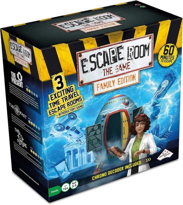 Family Edition Escape Room Board Game - 3 Time Travel Challenges