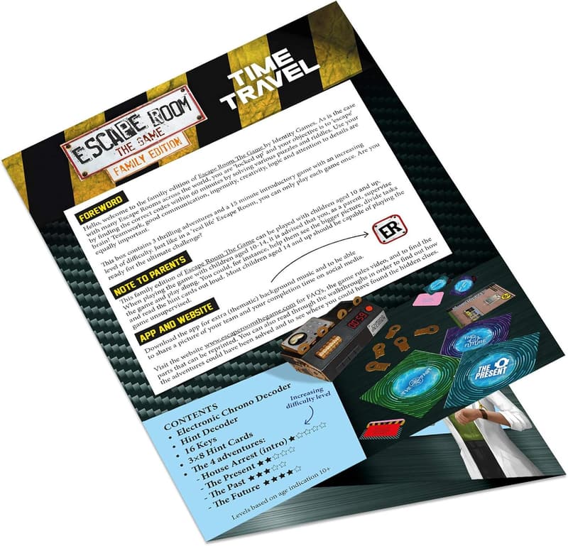 Family Edition Escape Room Board Game - 3 Time Travel Challenges