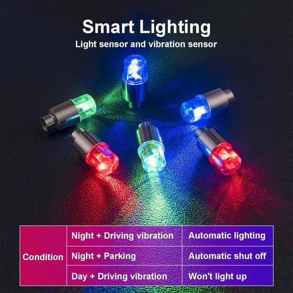 LED Tire Valve Stem Caps - Glow in Dark Car Accessories (Red)