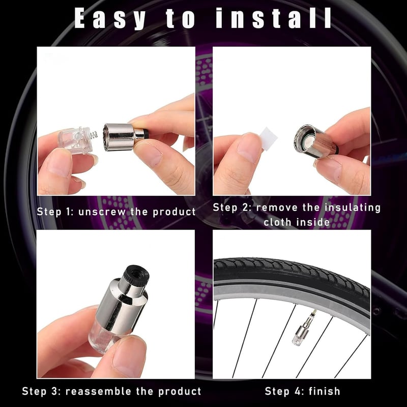 Colorful LED Tire Valve Stem Cap Lights - 6 Pack Auto Accessories