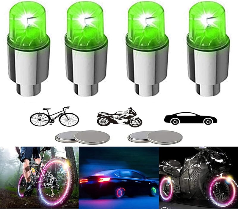 LED Bike Wheel Lights - Waterproof Reflector Caps for Bikes