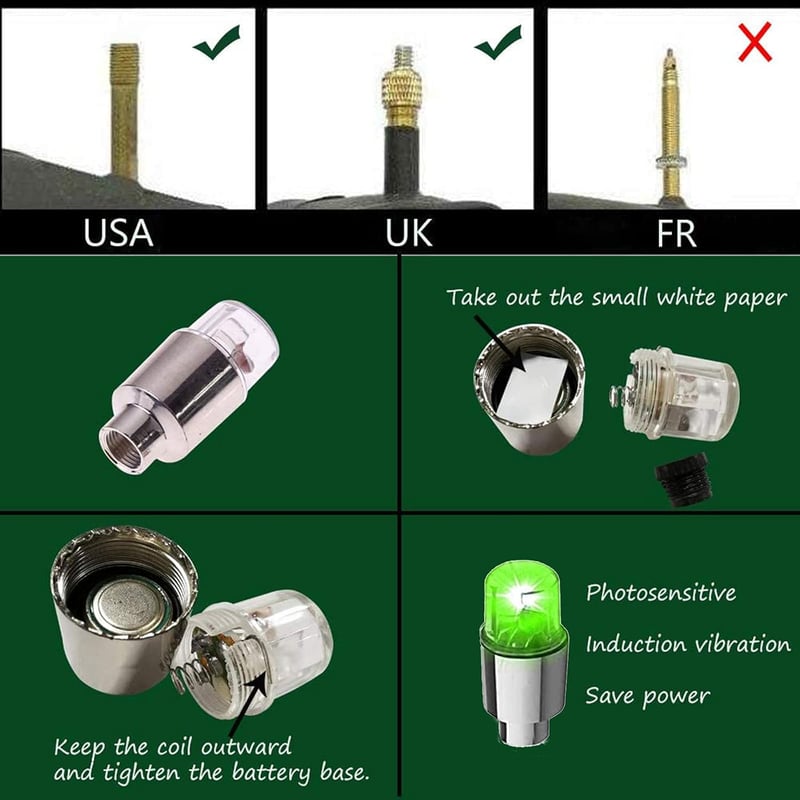 LED Bike Wheel Lights - Waterproof Reflector Caps for Bikes