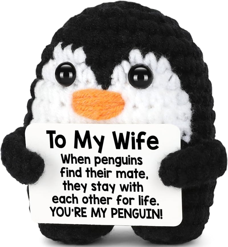 Romantic Handmade Crochet Penguin for Wife - Birthday/Anniversary Gift