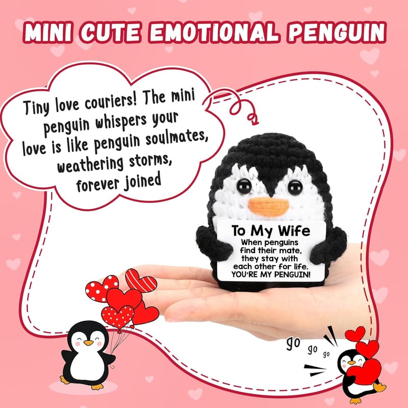 Romantic Handmade Crochet Penguin for Wife - Birthday/Anniversary Gift
