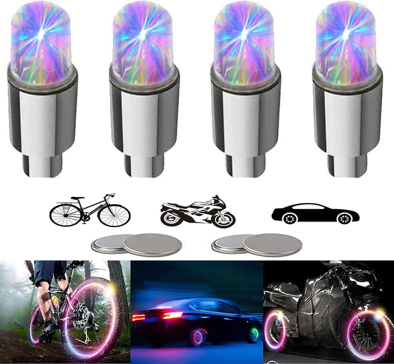 Colorful LED Bicycle Wheel Light Caps - Waterproof Reflectors