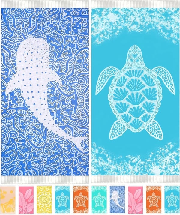 Quick Dry Turkish Beach Towels - 2 Pack, Soft & Sand-Free