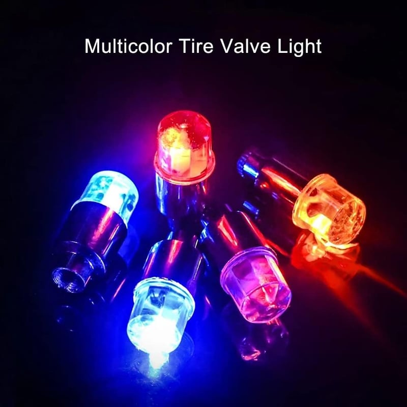 Waterproof LED Tire Valve Cap Lights for Cars & Bikes